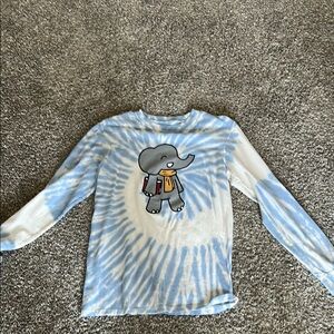 Ivory Ella Blue and White Tie-Dye Long Sleeve Tee